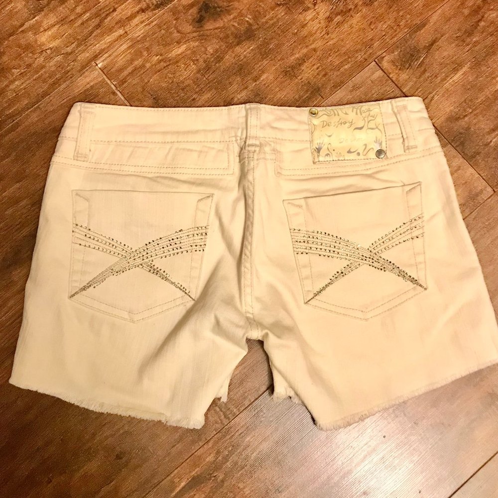 Distressed Off-White Denim Jean Shorts - Size 4 / S (EU 36)